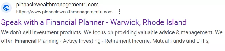 Pinnacle Wealth Management Reklama w Google 