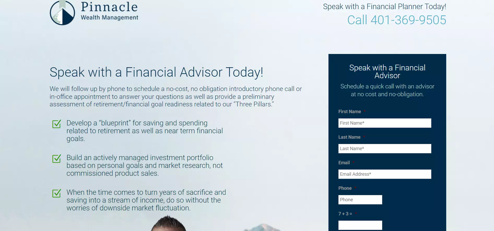 Pinnacle Wealth Management Landing Page