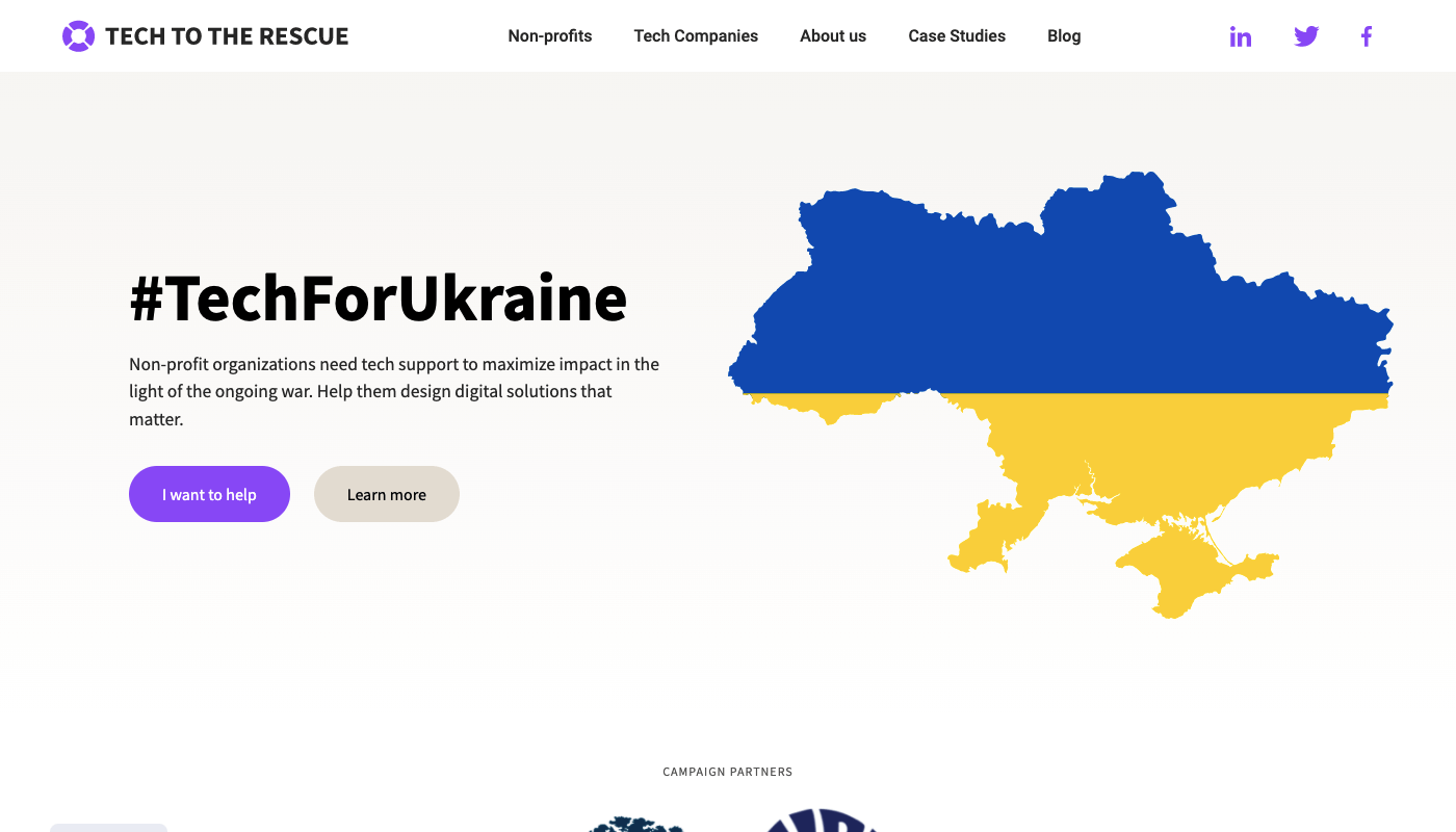 Landing Page of the Week tech for ukraine