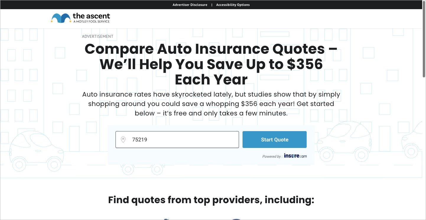 PPC insurance landing page