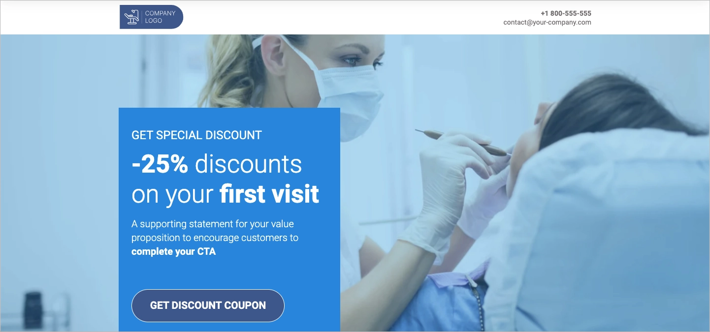 Local dentist landing page template