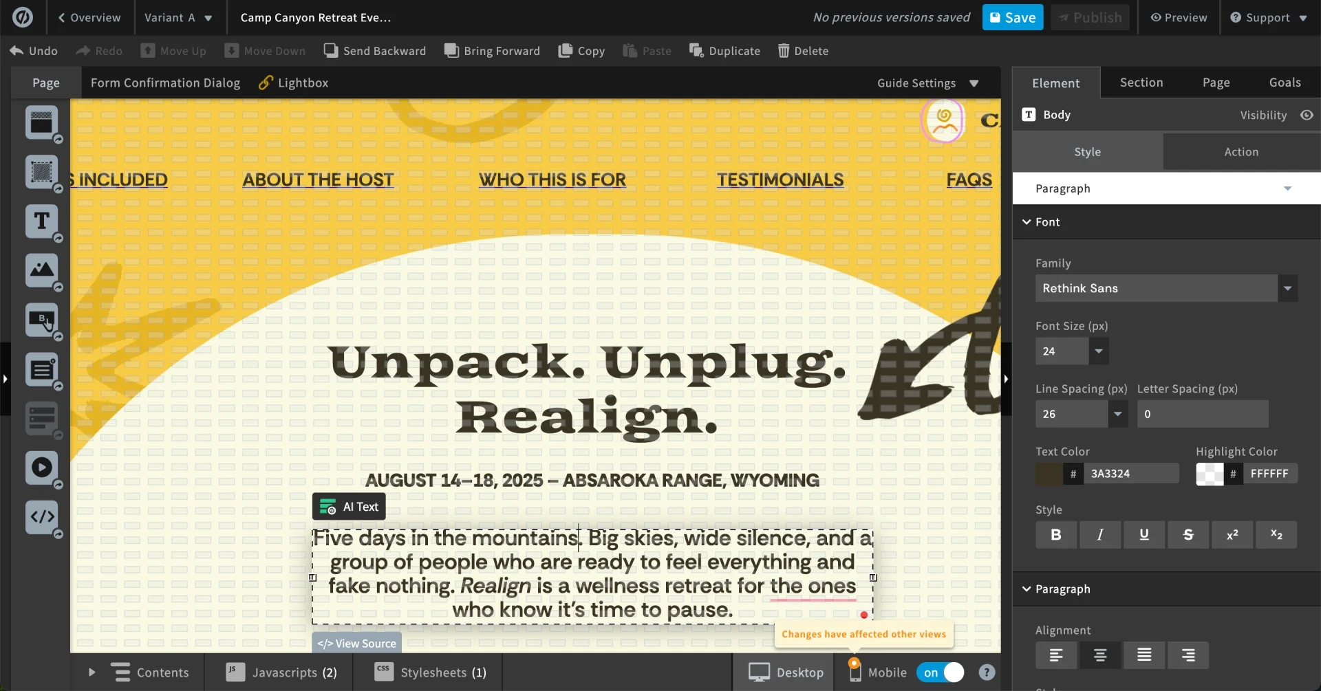 Costruttore in Unbounce