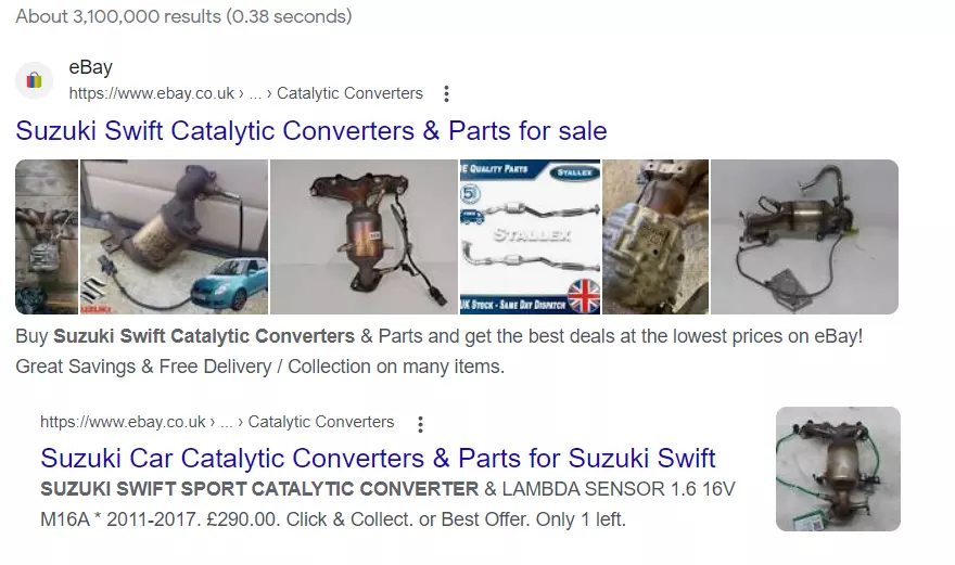 eBay w wynikach wyszukiwaniach Google
