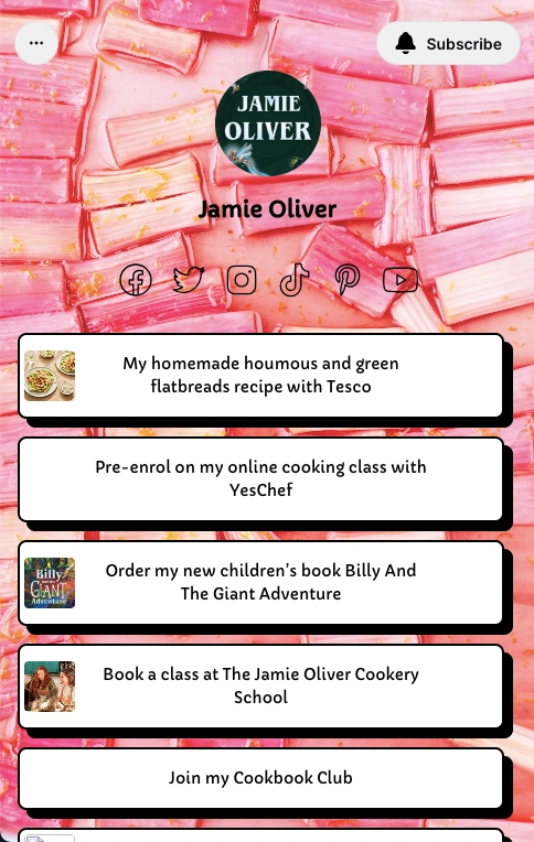 Landing page dla Instagrama Jamie Oliver