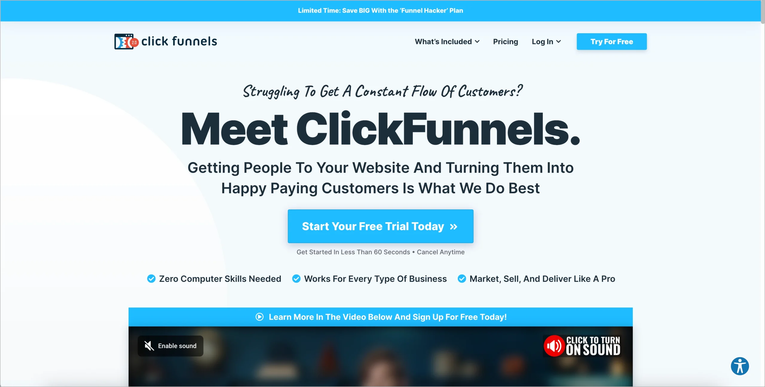 clickfunnels sales funnel and landing page builder
