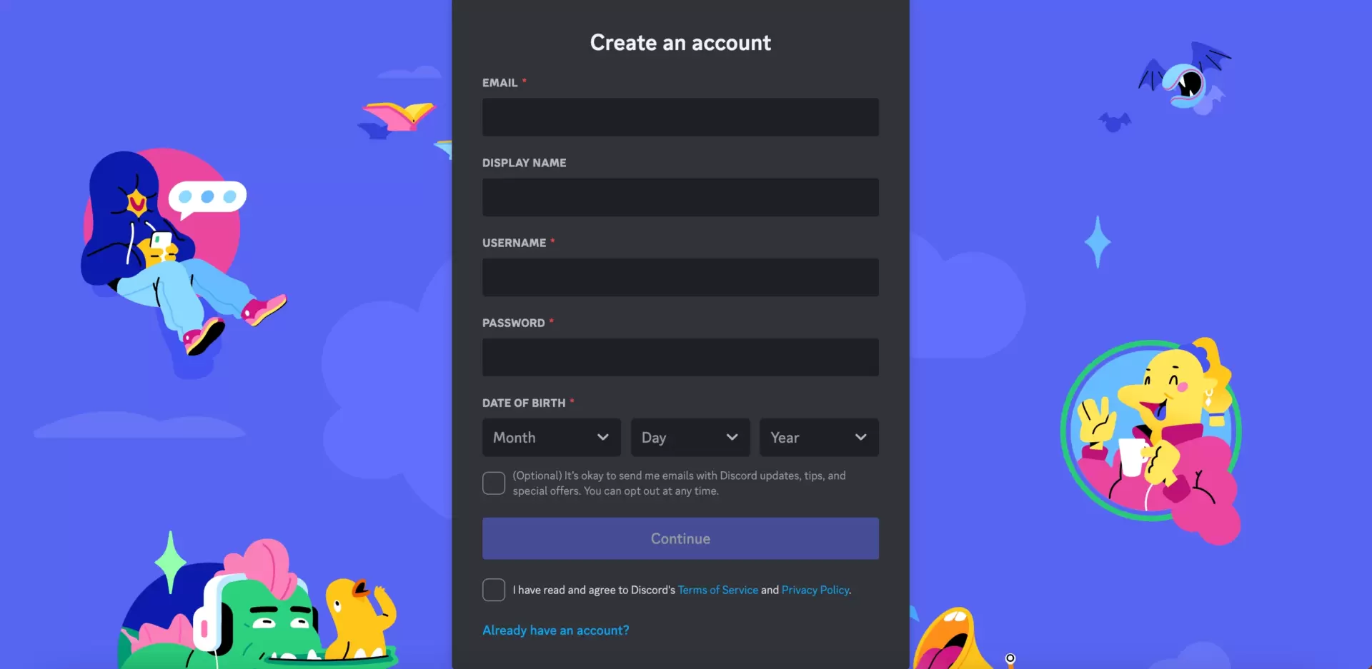 sign up form on landing page