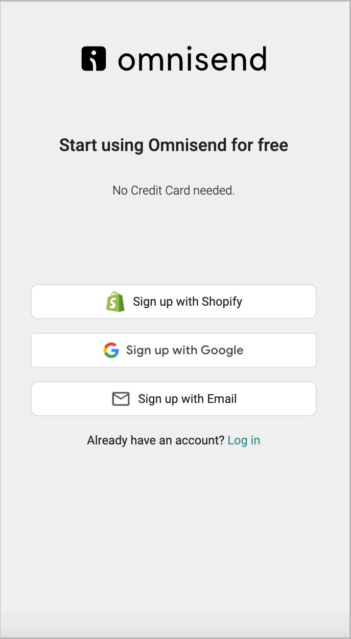 standalone web page for signup on mobile