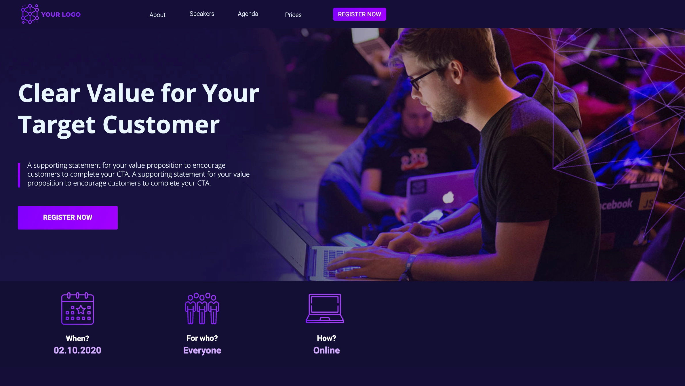 great landing page template for business by Landingi