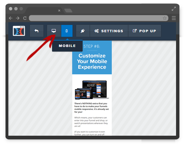 ClickFunnels mobile editor with limited features