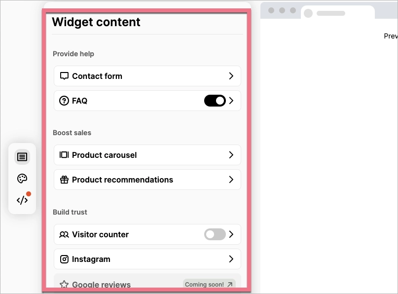 Configuring widget content for OpenWidget integration