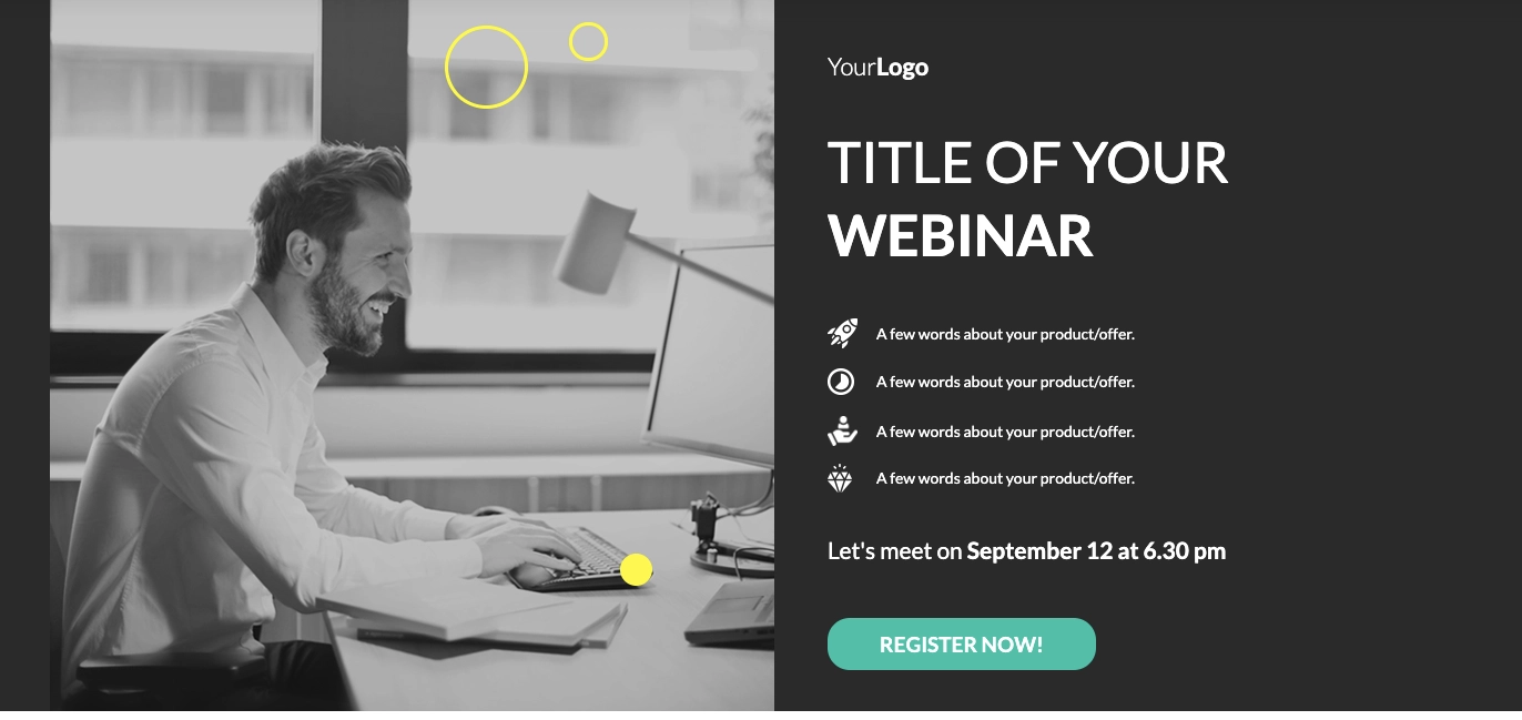 Landing page templates with contrasting colors