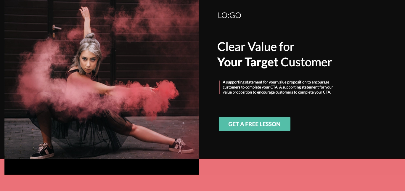 Landing page that highlights a value proposition