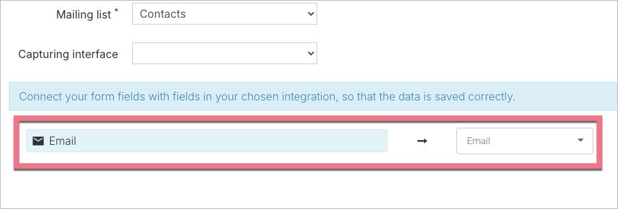 Connecting form fields with integration