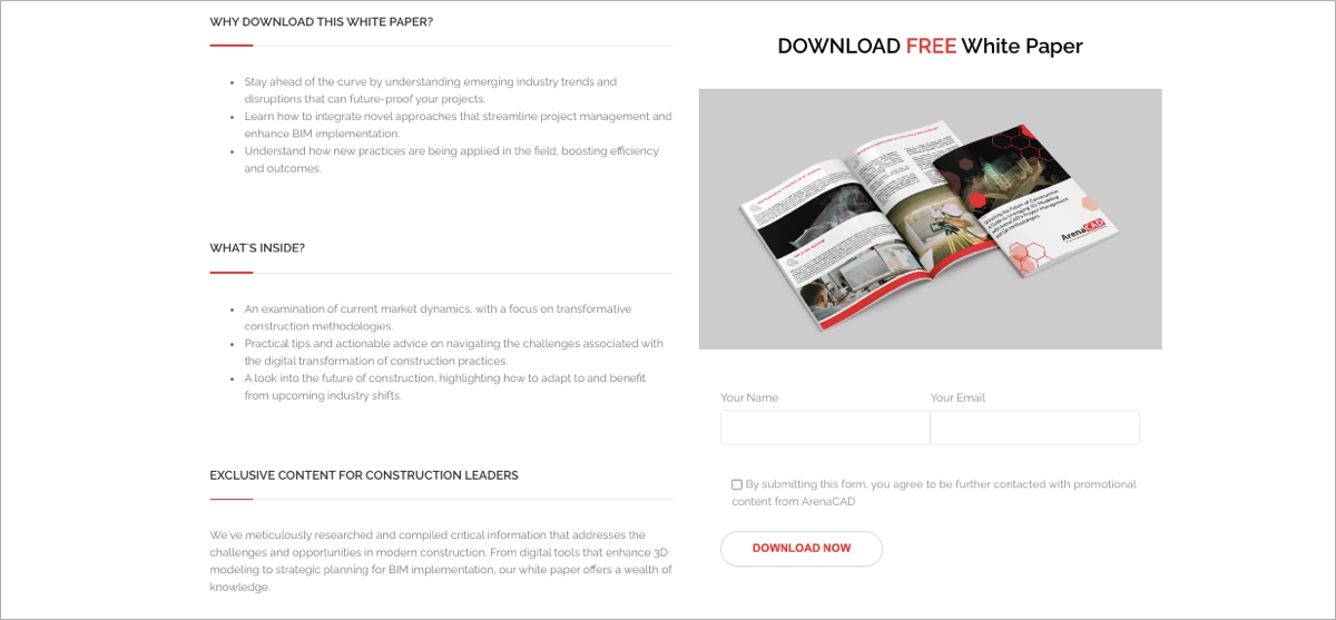 white paper on landing page