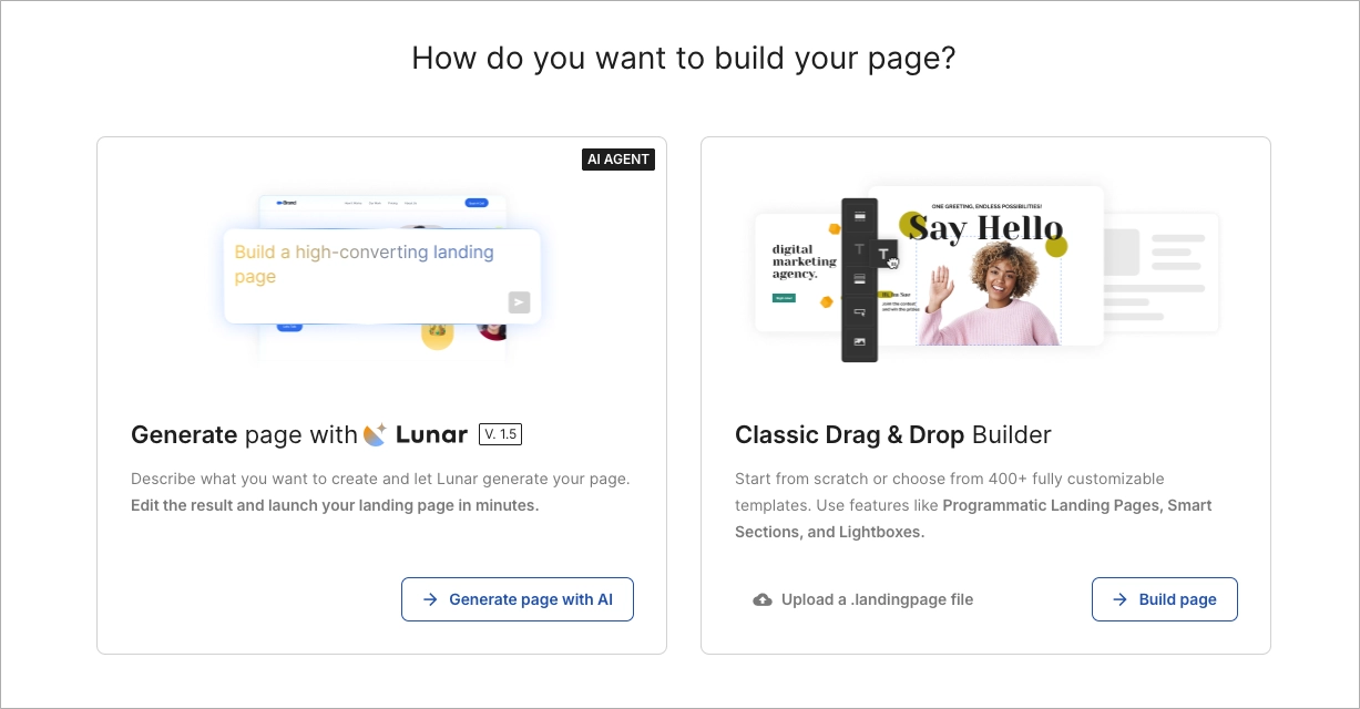 Landing Page Builder und KI-Generator