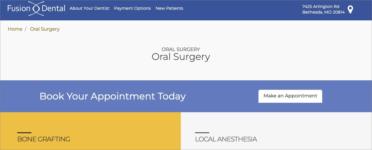Fusion Dental – Oral Surgery Landing Page