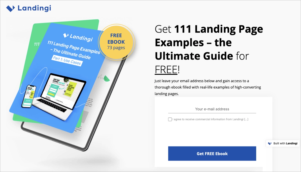 example ebook landing page by Landingi