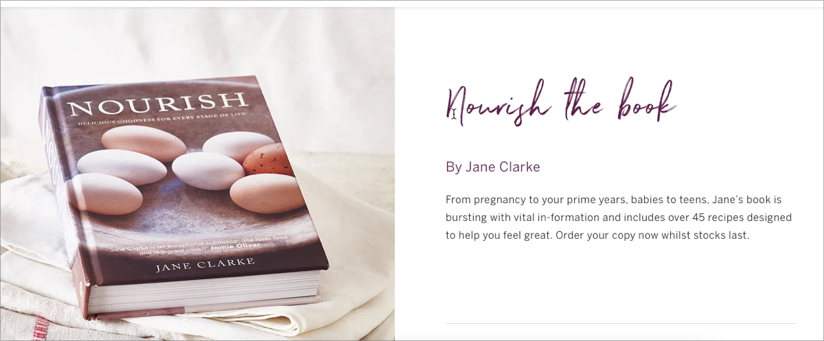 landing page for ebook example by Nourish