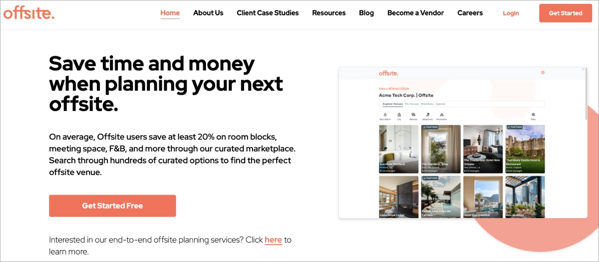 Offsite - an Example of a Free Trial Landing Page