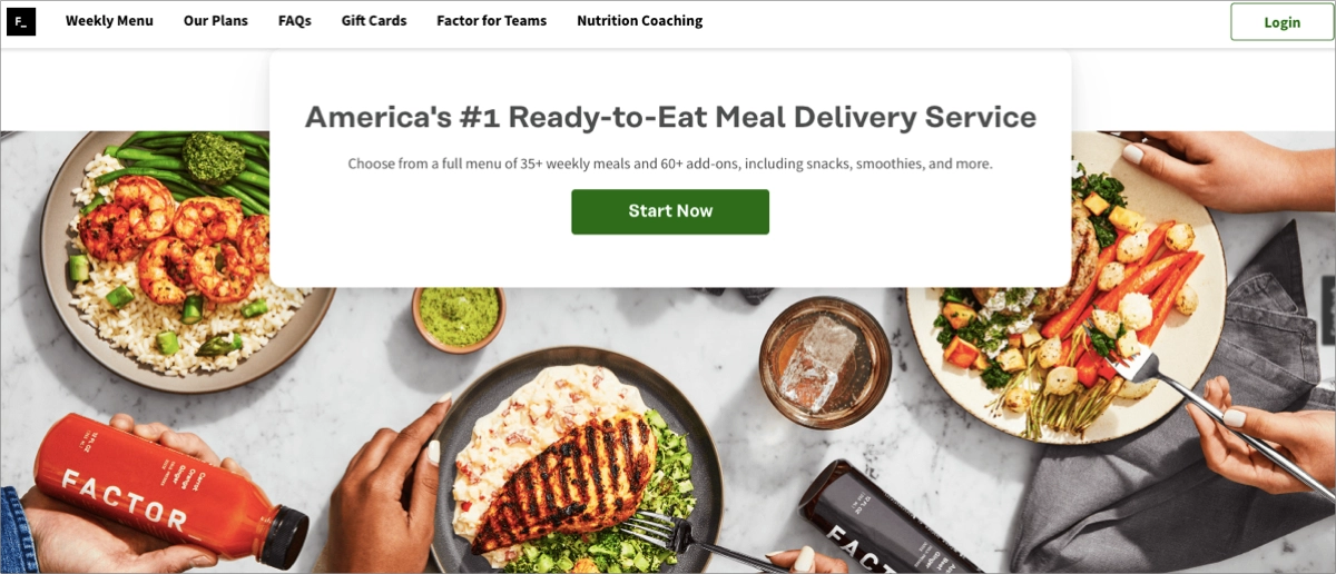 food service landing page example