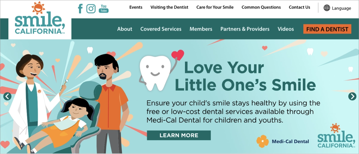 landing page opieki stomatologicznej dla niemowląt i dzieci