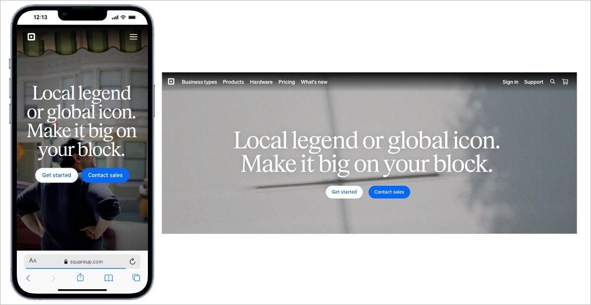 mobile landing page exemple