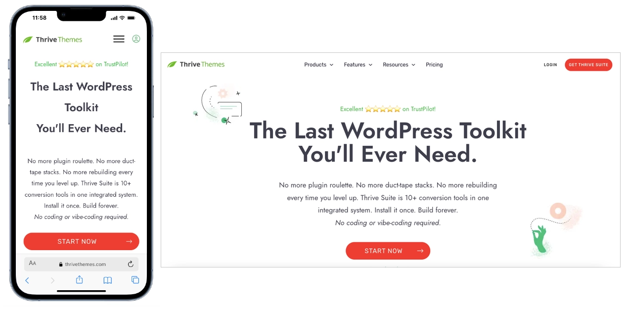 mobile landing page exemple