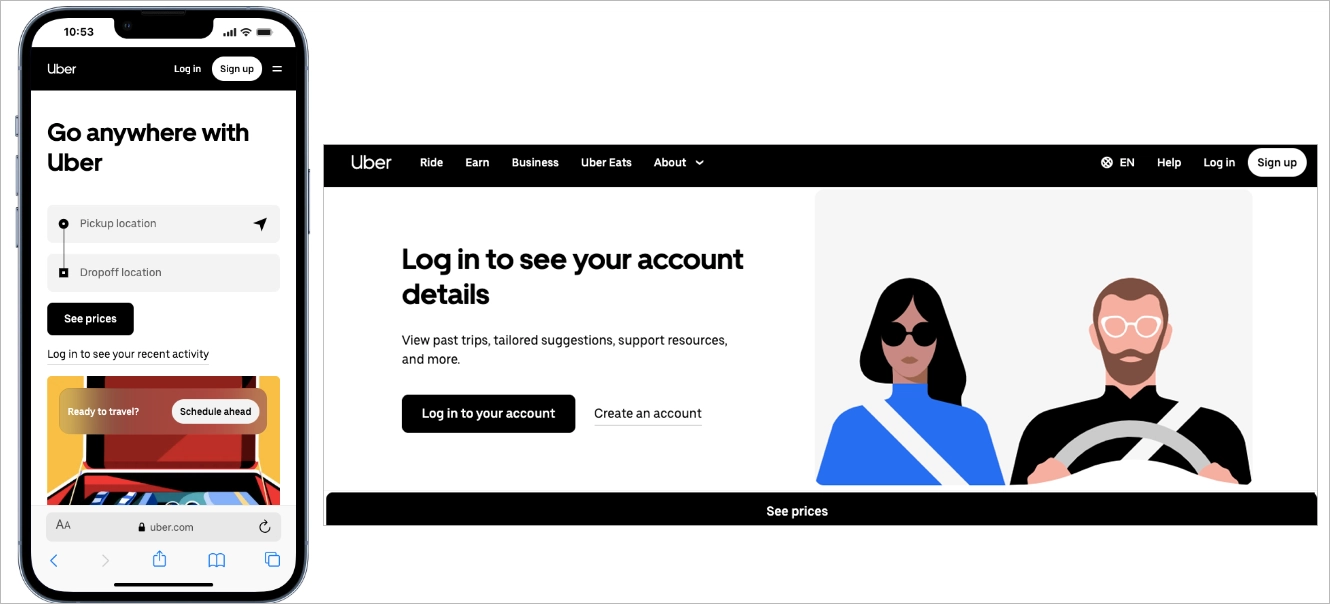 mobile landing page exemple