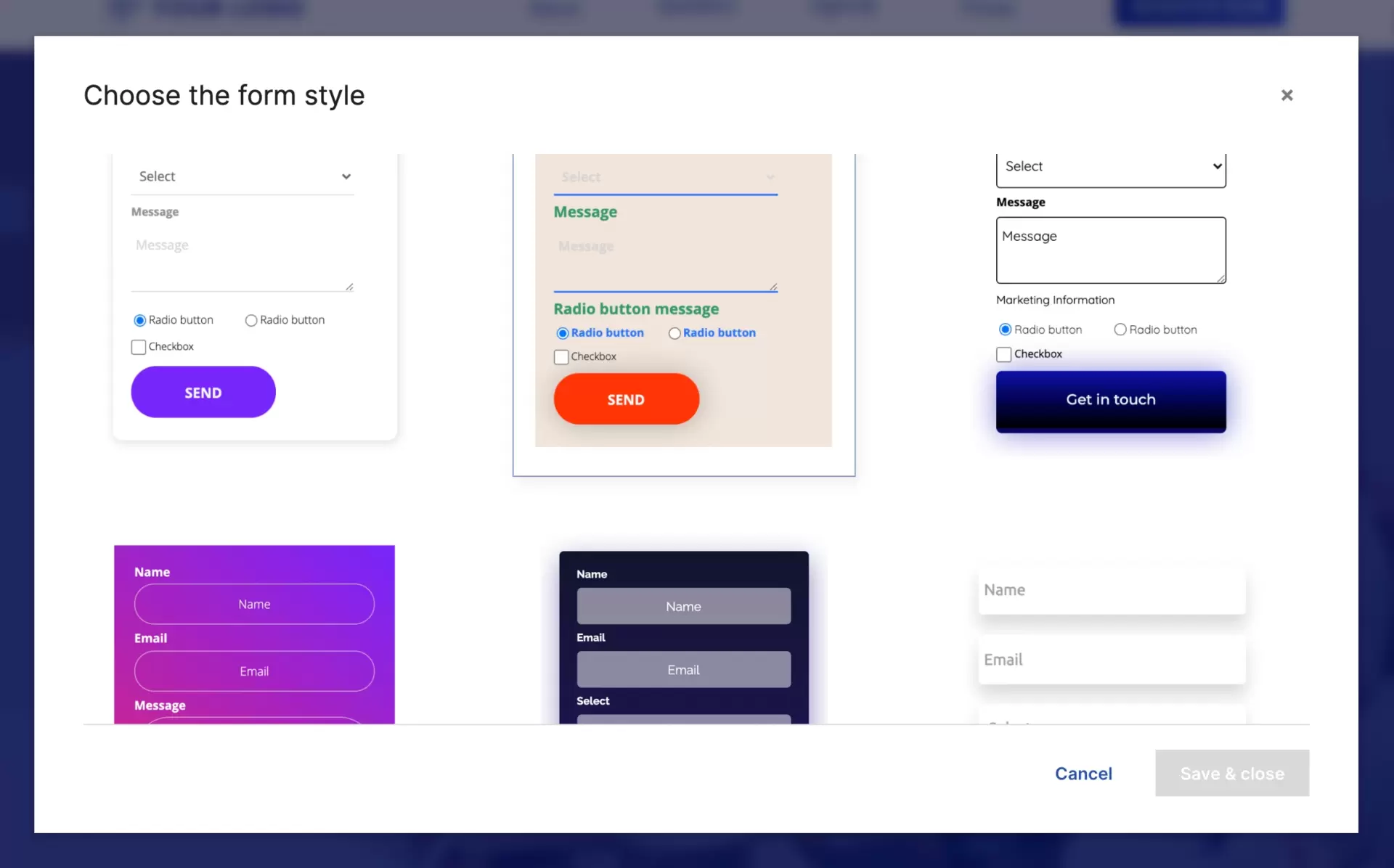 Forms in form builder