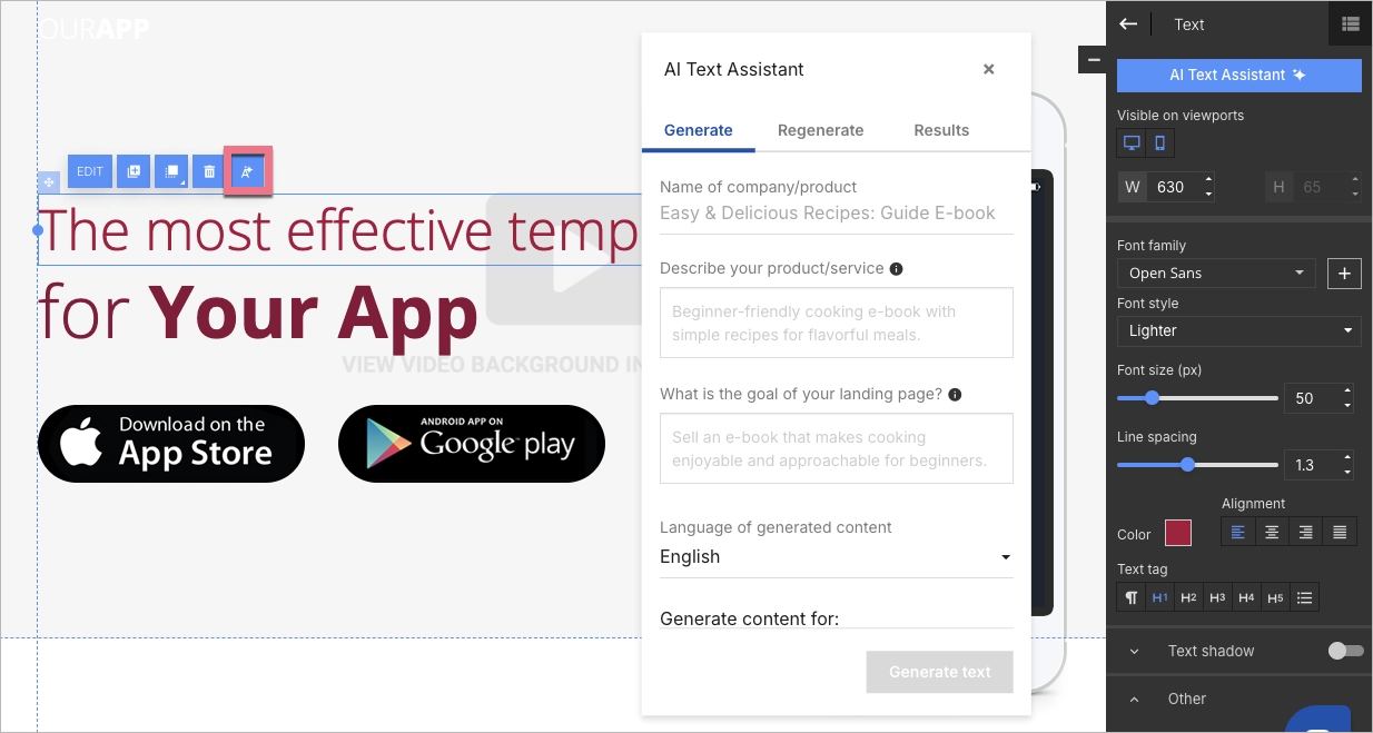 Uso do AI Assistant para geração de texto