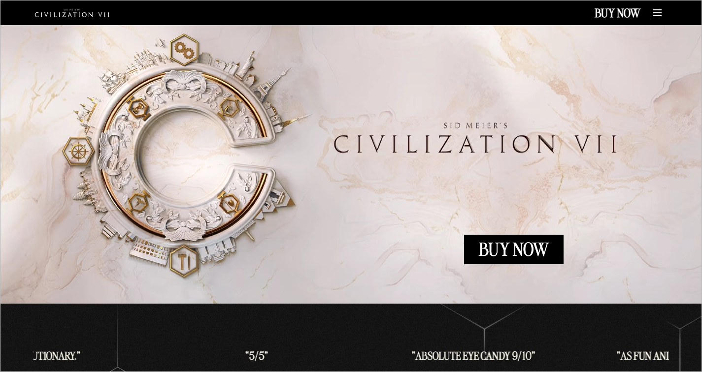 Exemplo de jogo landing page: Sid Meier's Civilization VII