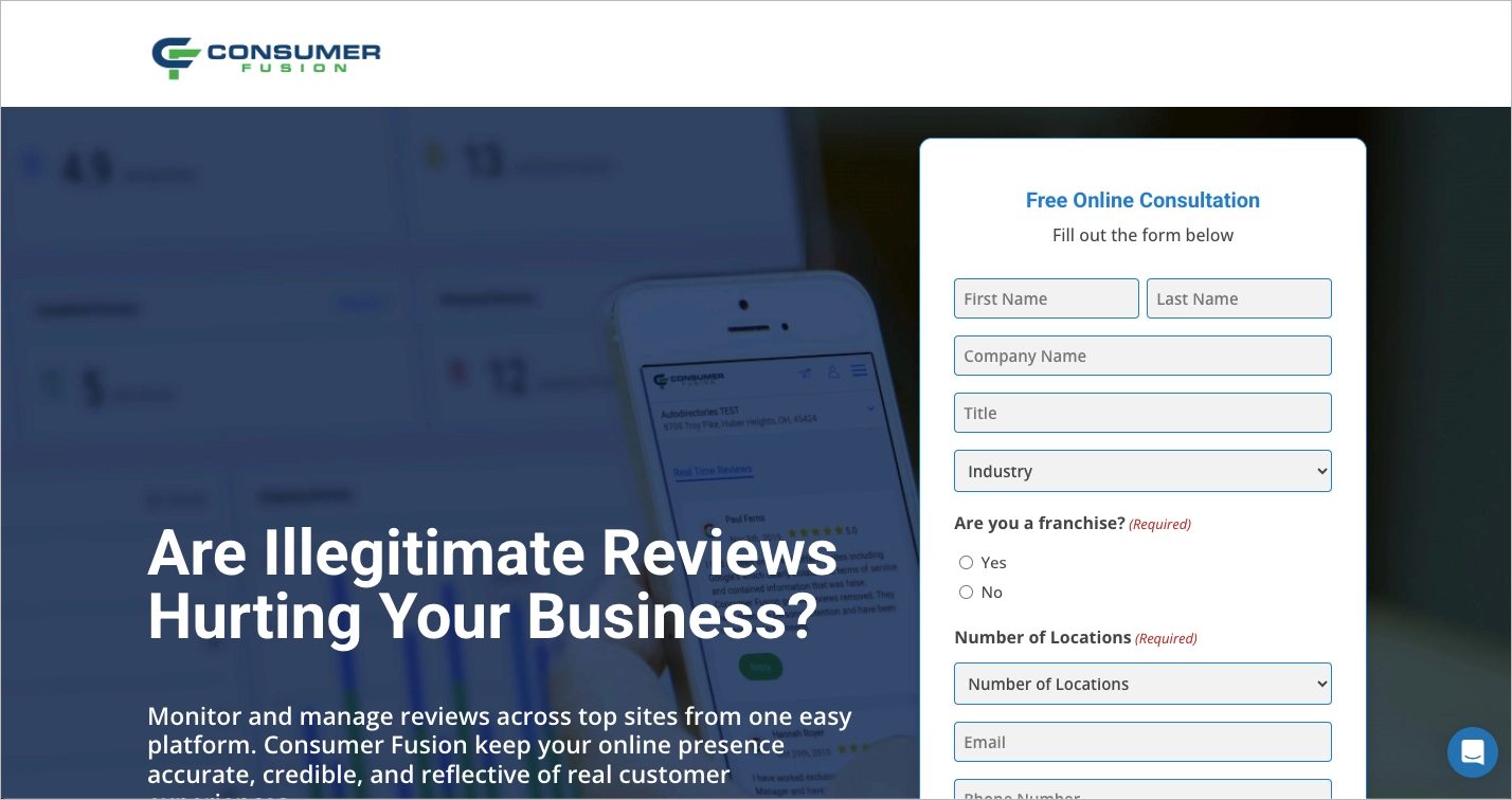 Dienst Landing Pages - eines der Beispiele