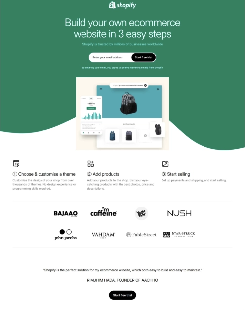 exemplo de click-through landing page