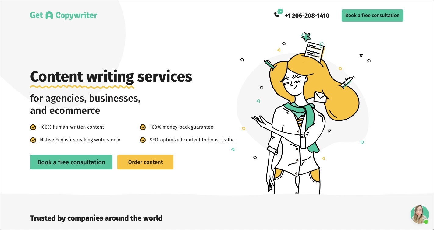 Beispiel für Copywriting Landing Page