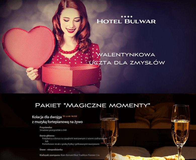 Walentynkowy landing page stworzony przez Hotel Bulwar