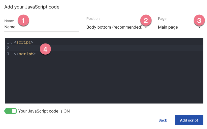 Add JavaScript to body bottom