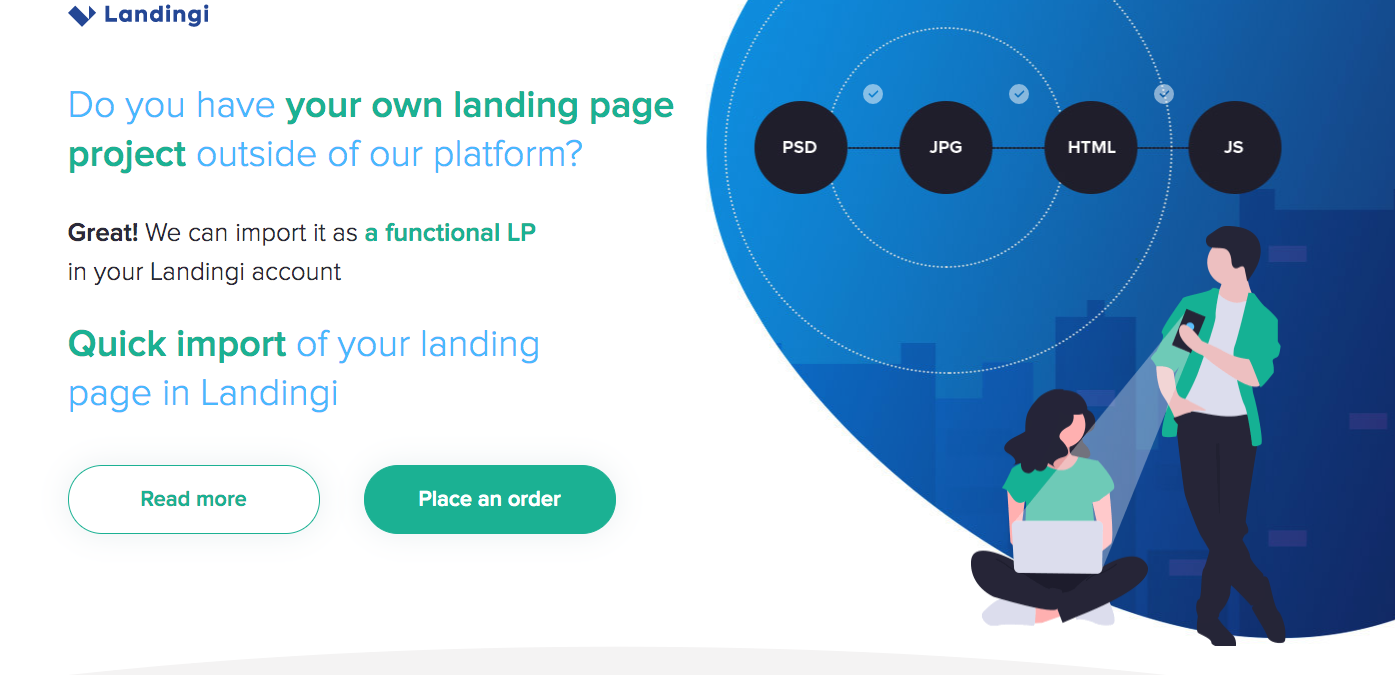 Landing page design