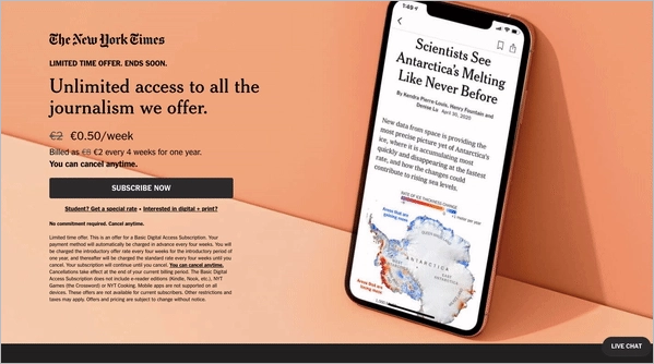exemplo de click-through landing page