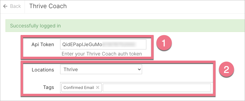 Paste API key from Thrive Coach