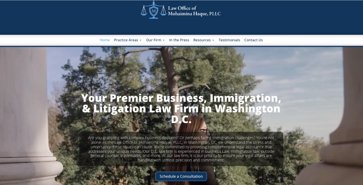 attorney landing page example