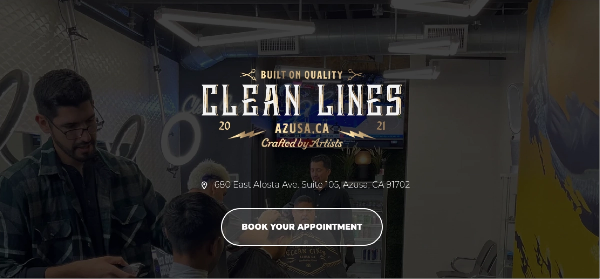 Beauty landing page example: Clean Lines Barbershop