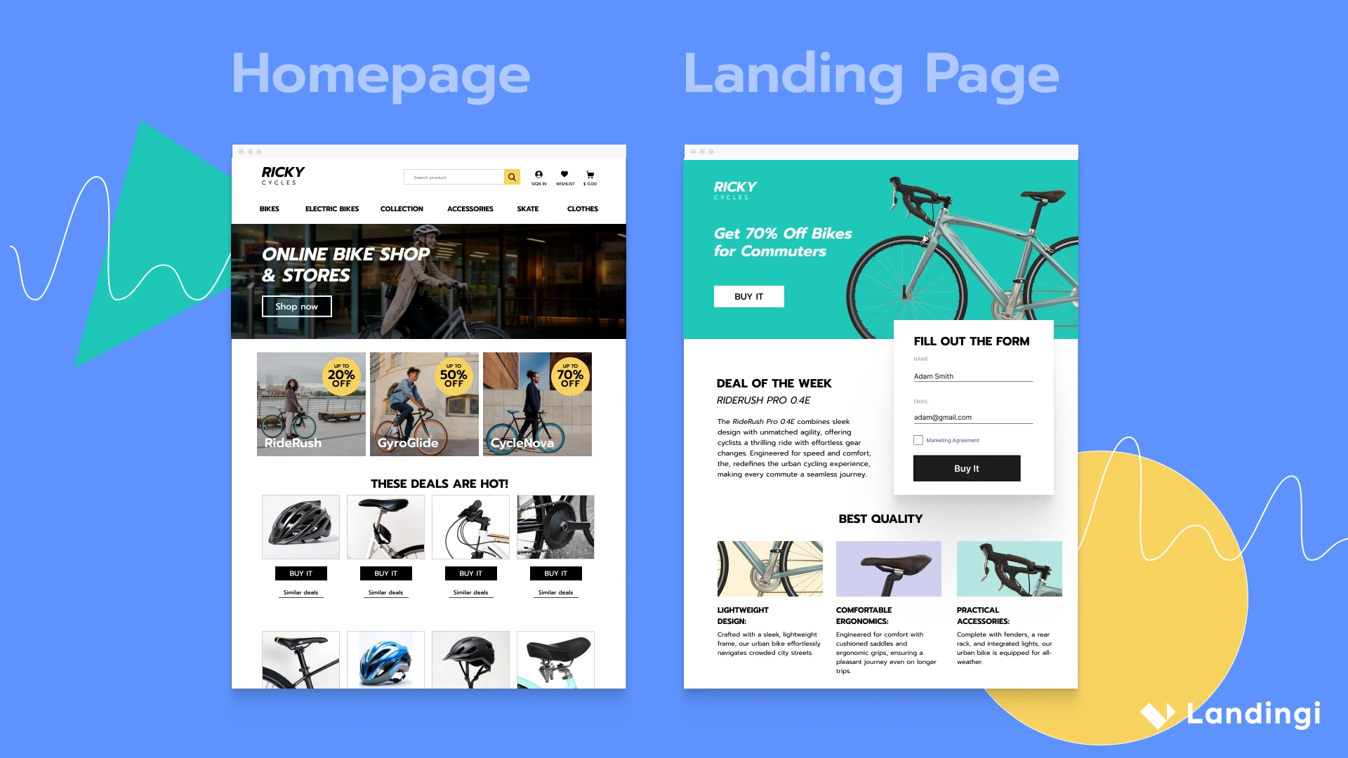 Comparação entre página inicial e landing page