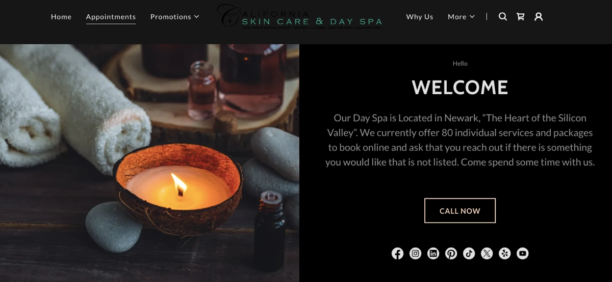 Wellness page example: California Skin Care & Day Spa