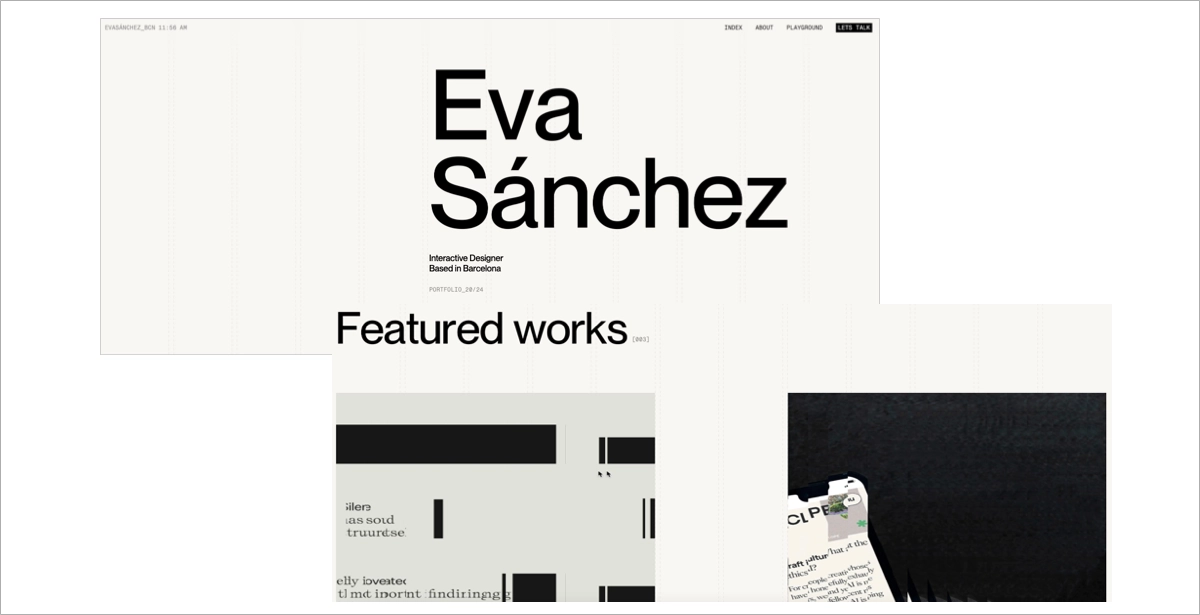 page inspiration for designer portfolio