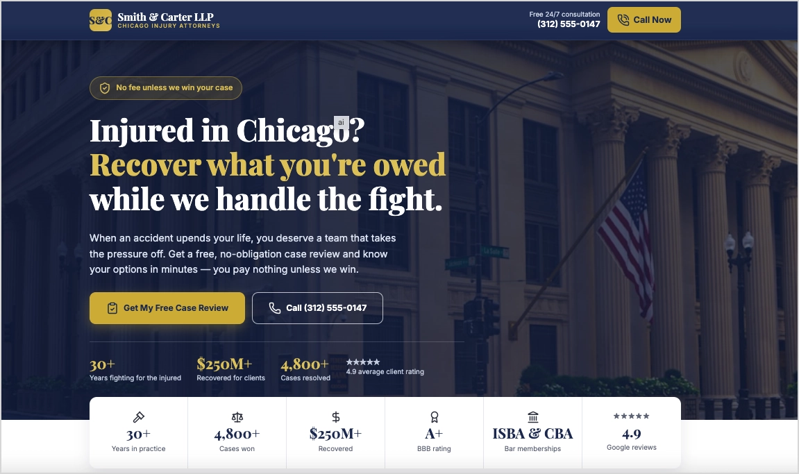 escritório de advocacia landing page gerado pelo Lunar