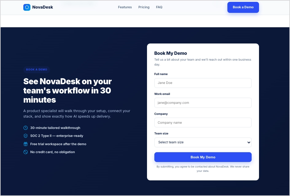 high-converting landing page generated with Lunar