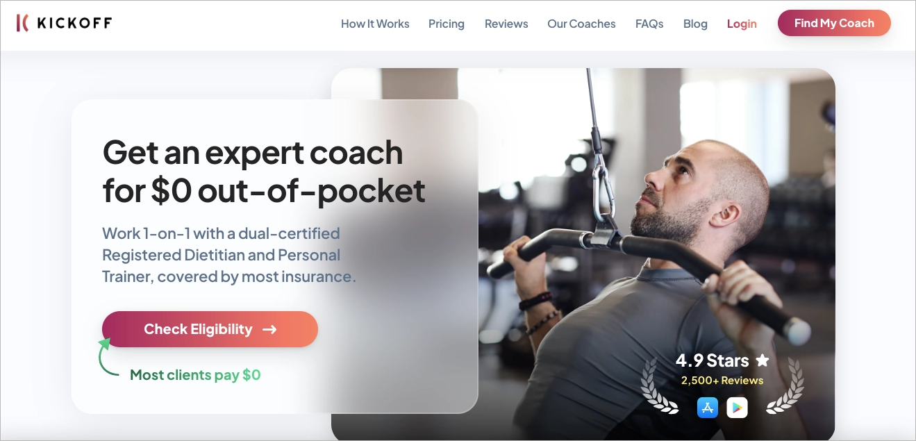 fitness landing page eksempel - Kickoff