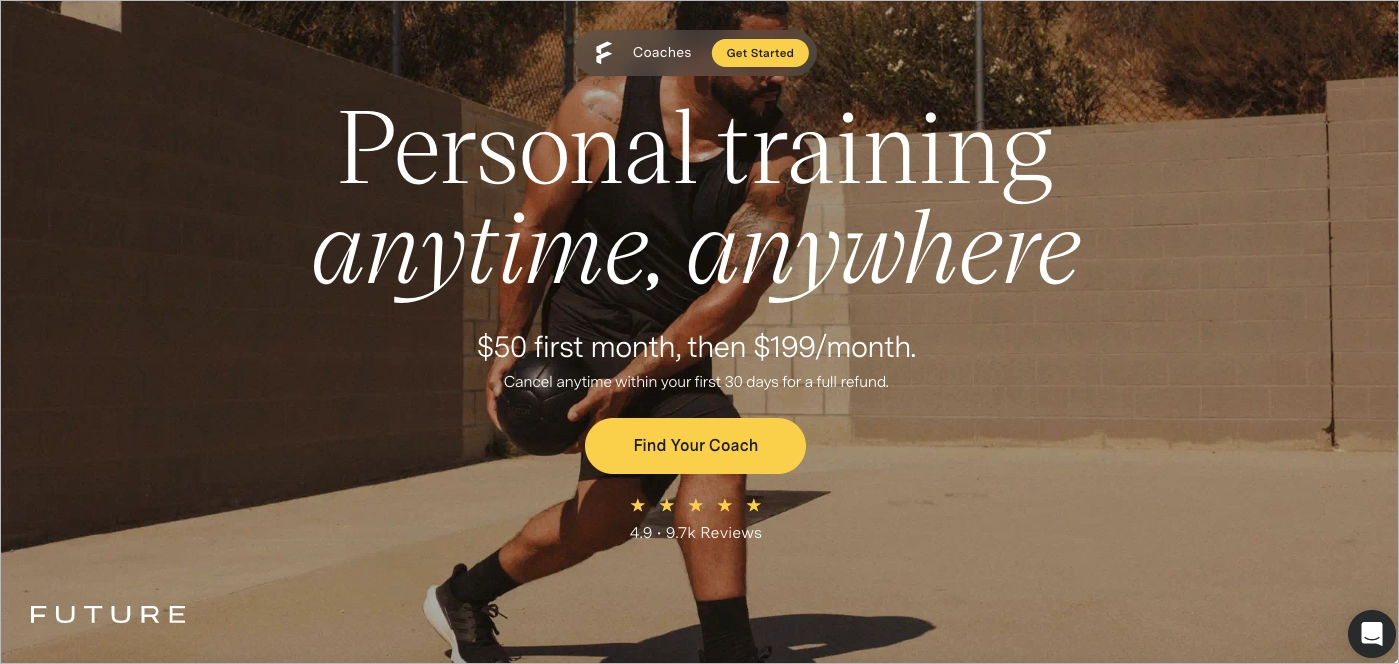 fitness landing page eksempel - fremtid