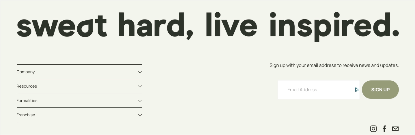 fitness landing page eksempel - Sweatfluence - Locations Page