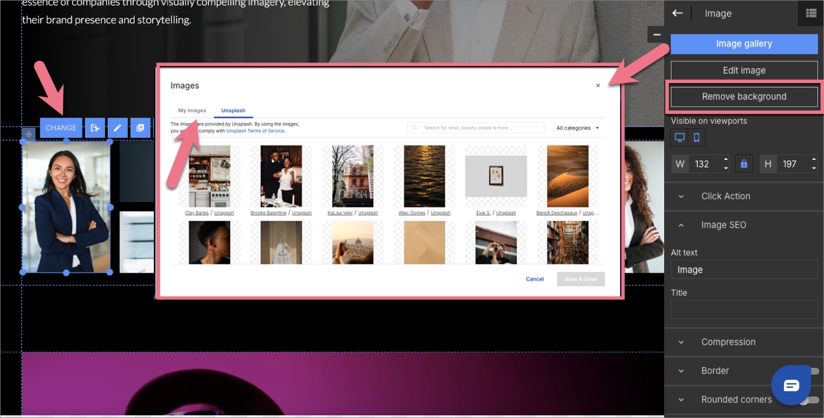 creating portfolio page in Landingi